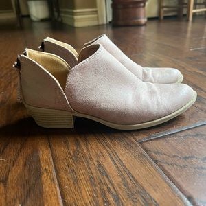 Pink blush suede booties